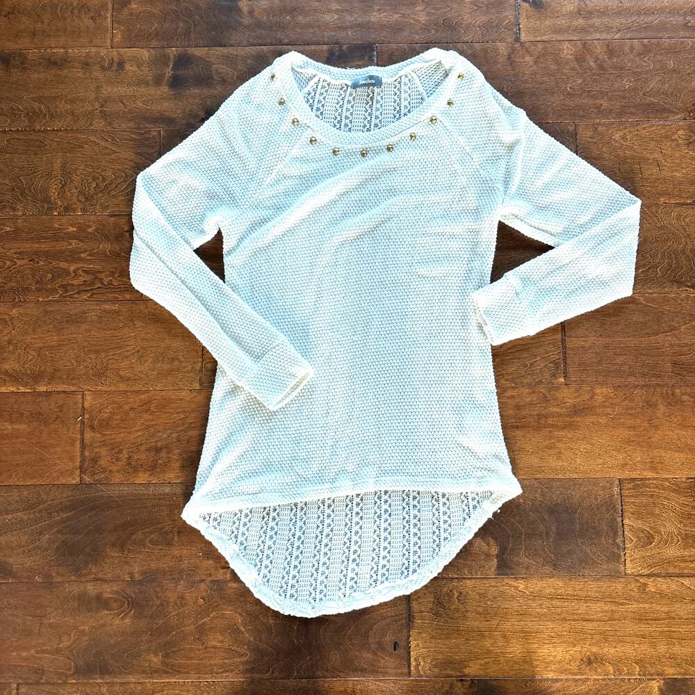 Neiman Marcus Women's Small Sweater Open Knit White Gauzy Lightweight Beach